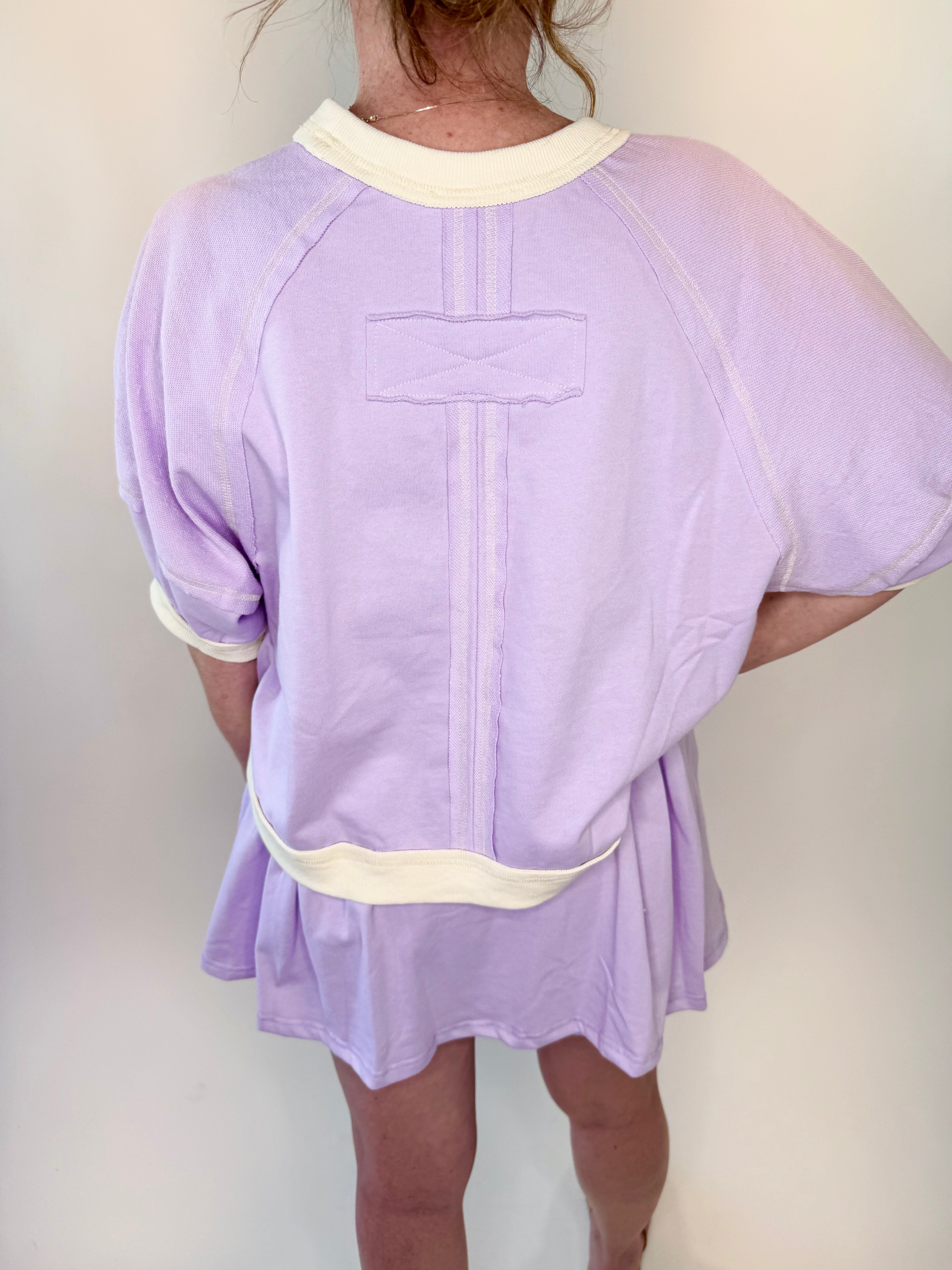 Reverse Stitch Short Sleeve Crop Sweatshirt | Final Sale