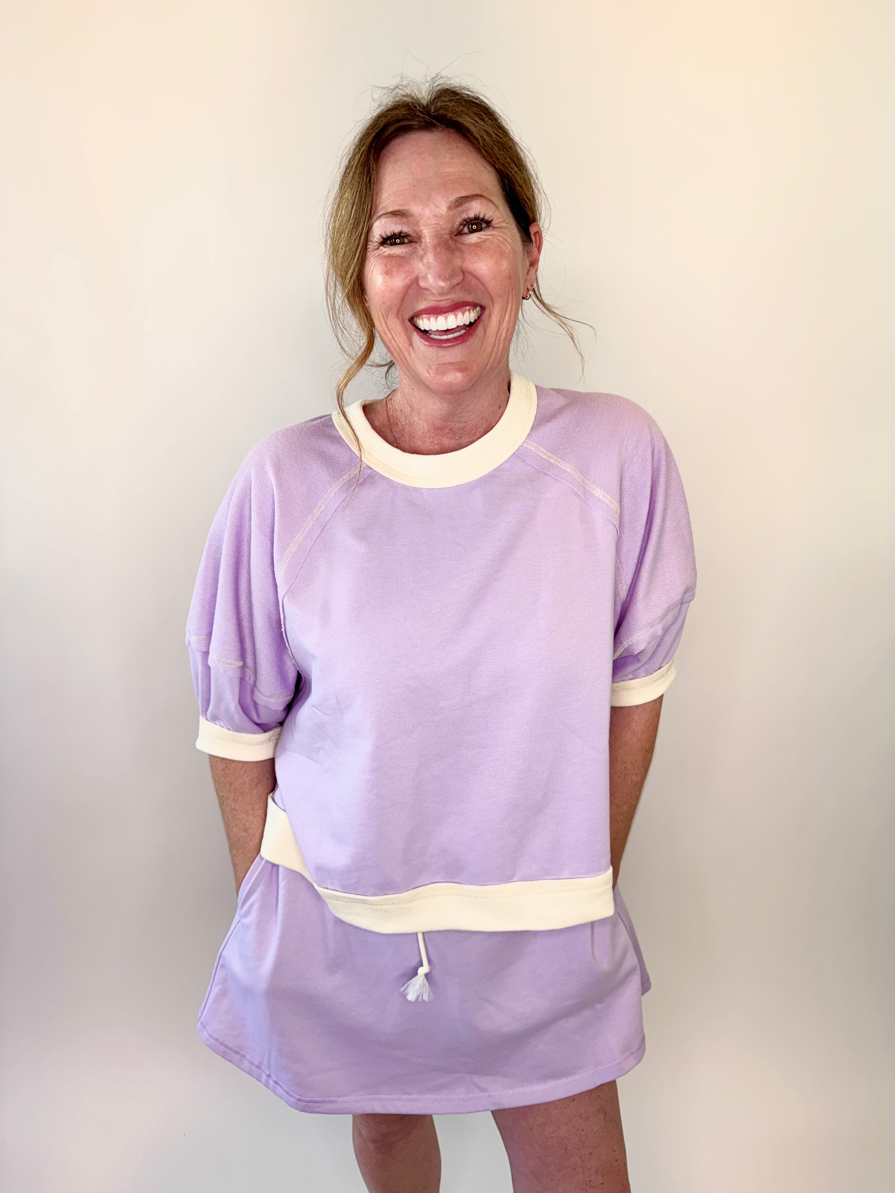 Back Pleated French Terry Skort | Final Sale
