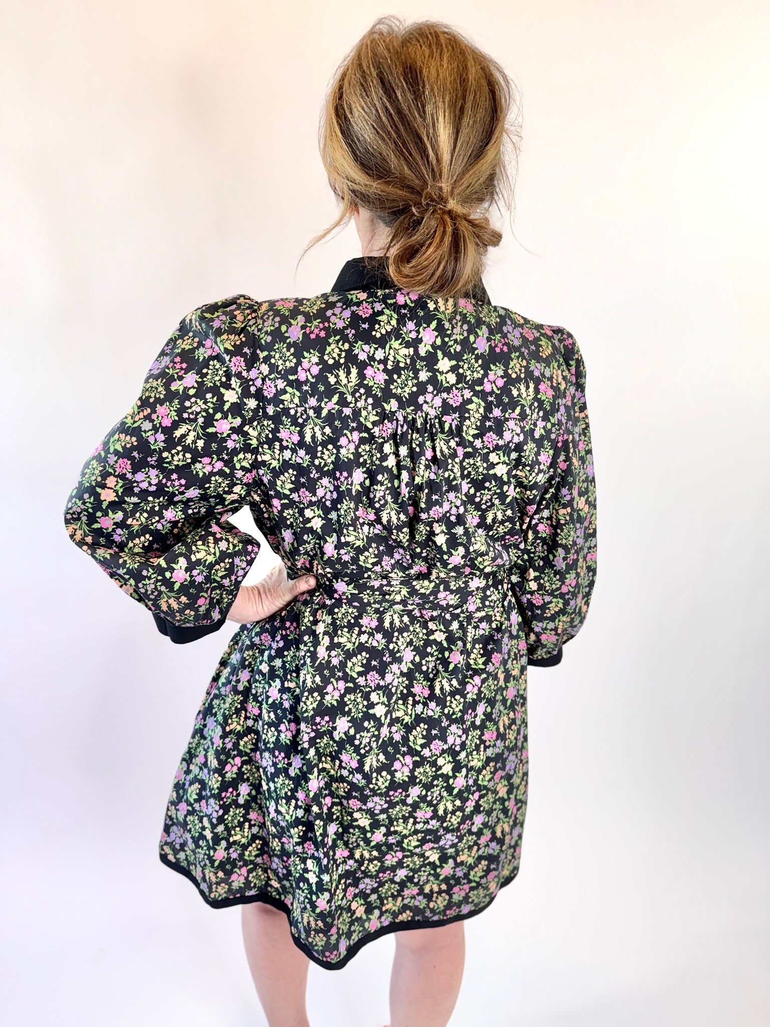 Floral Belted Button Front Mini Dress