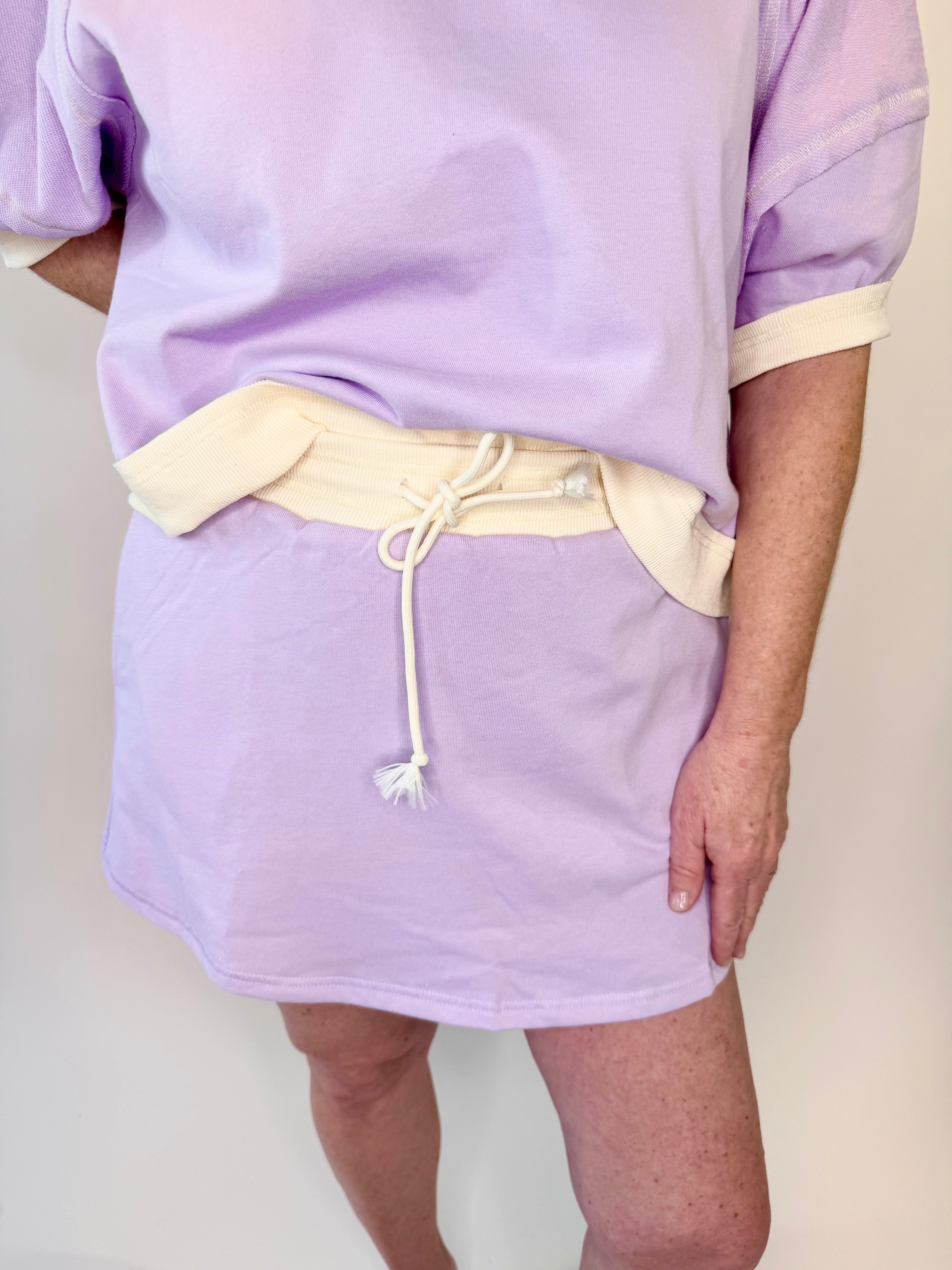 Back Pleated French Terry Skort | Final Sale