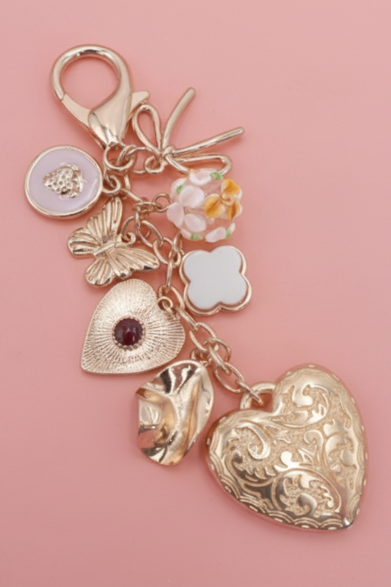 Heart Bow Butterfly Clover Bag Key Charm