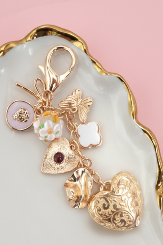 Heart Bow Butterfly Clover Bag Key Charm