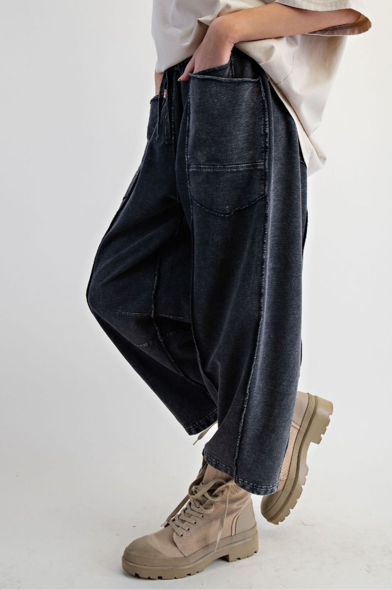 Mineral Washed Terry Knit Barrel Pants