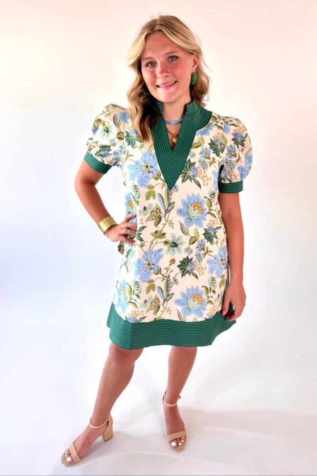 Floral Print Puff Sleeve Mini Dress | Final Sale