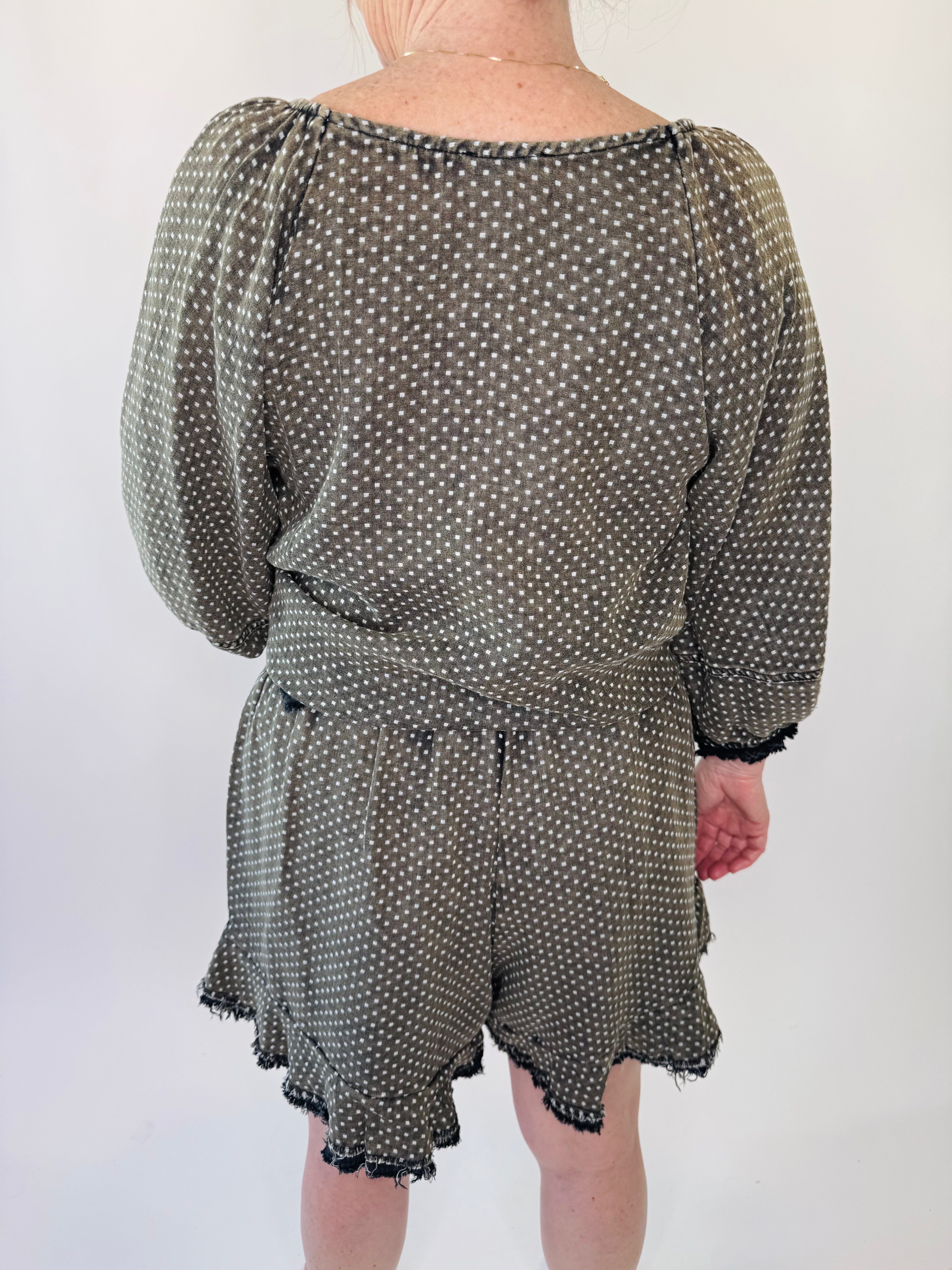 Dots Washed Cotton Gauze Shorts