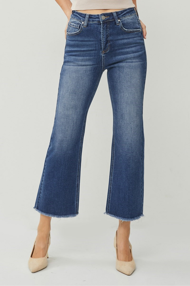 RISEN High Rise Crop Straight Jeans
