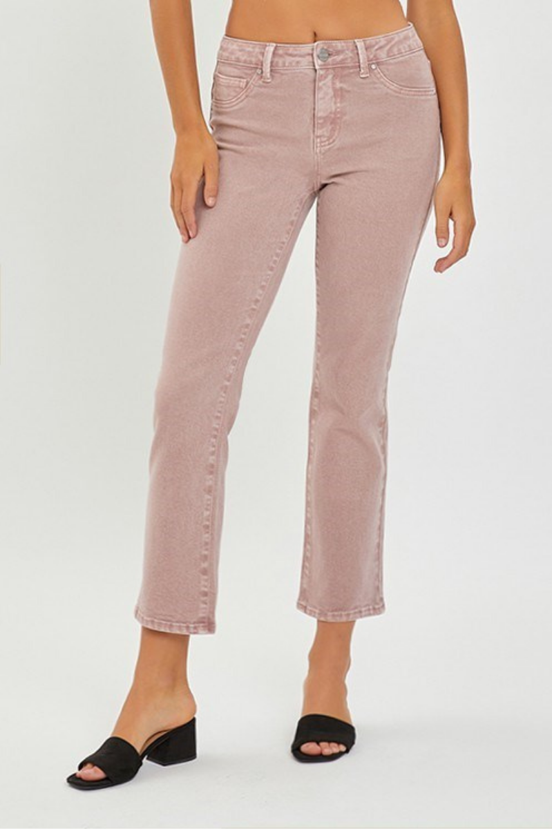 RISEN Mid-Rise Straight Crop Denim