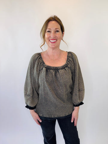 Dots Washed Cotton Gauze Top