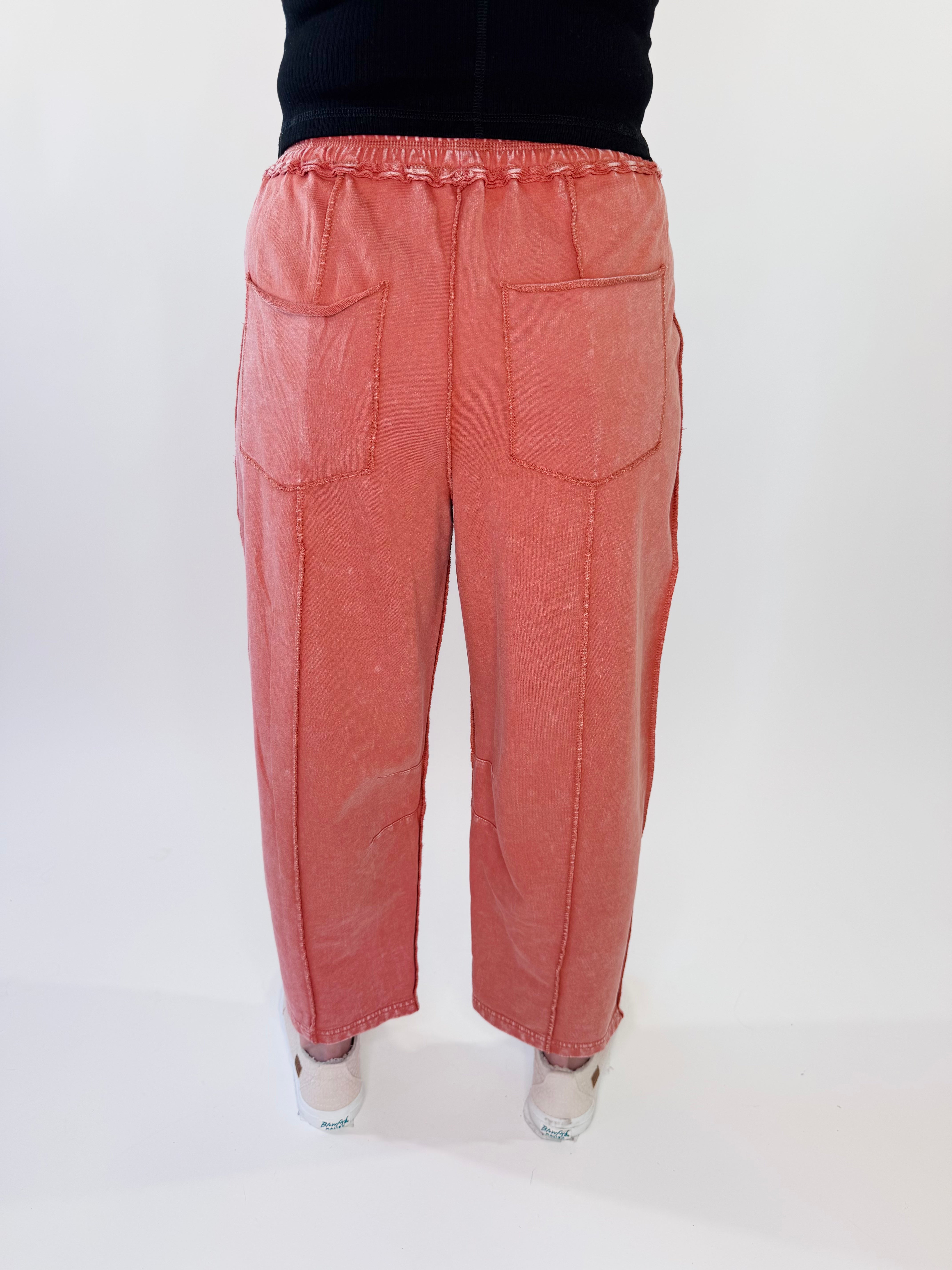 Mineral Washed Style Terry Knit Pants