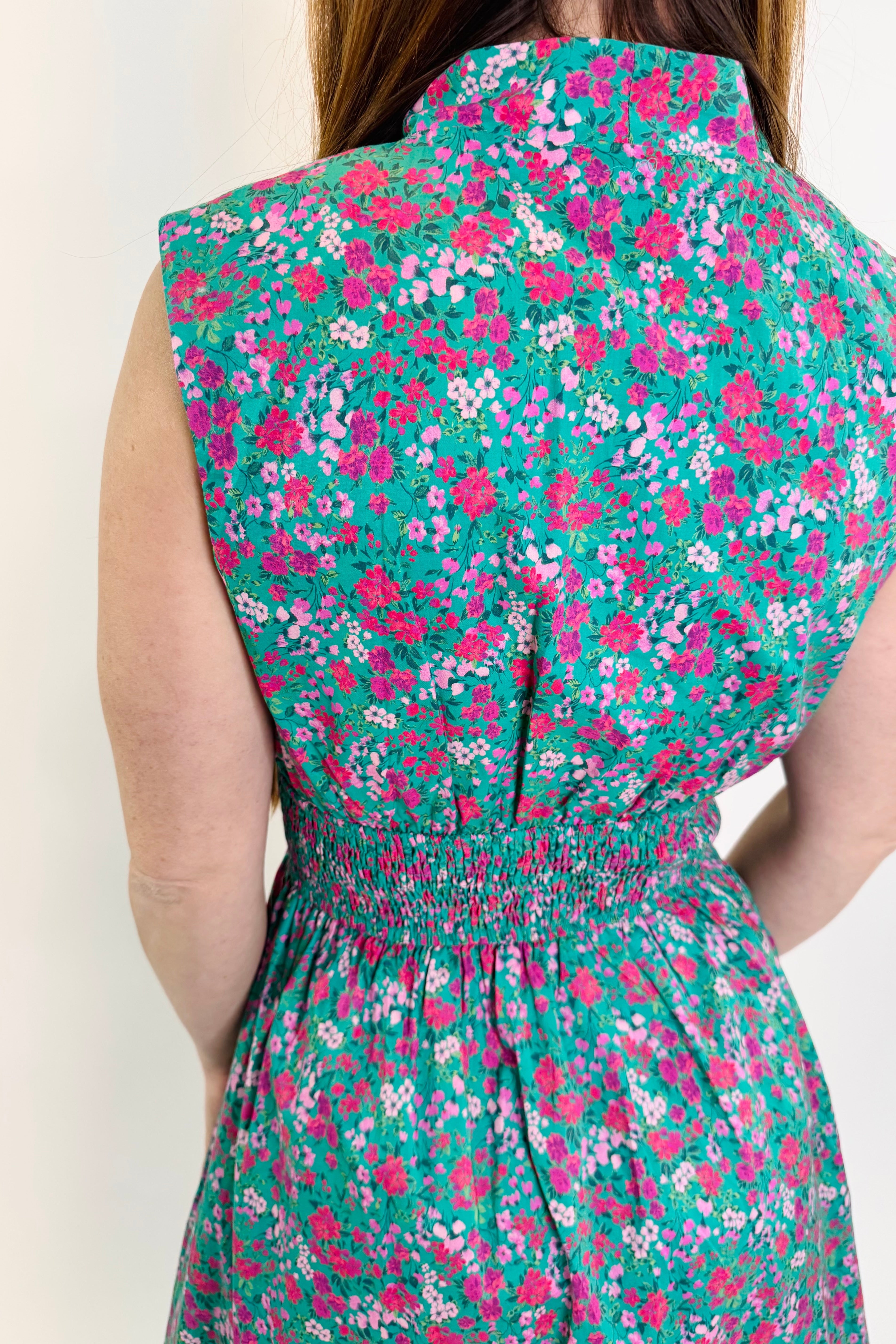 Garden Glide Zip-Front Midi Dress