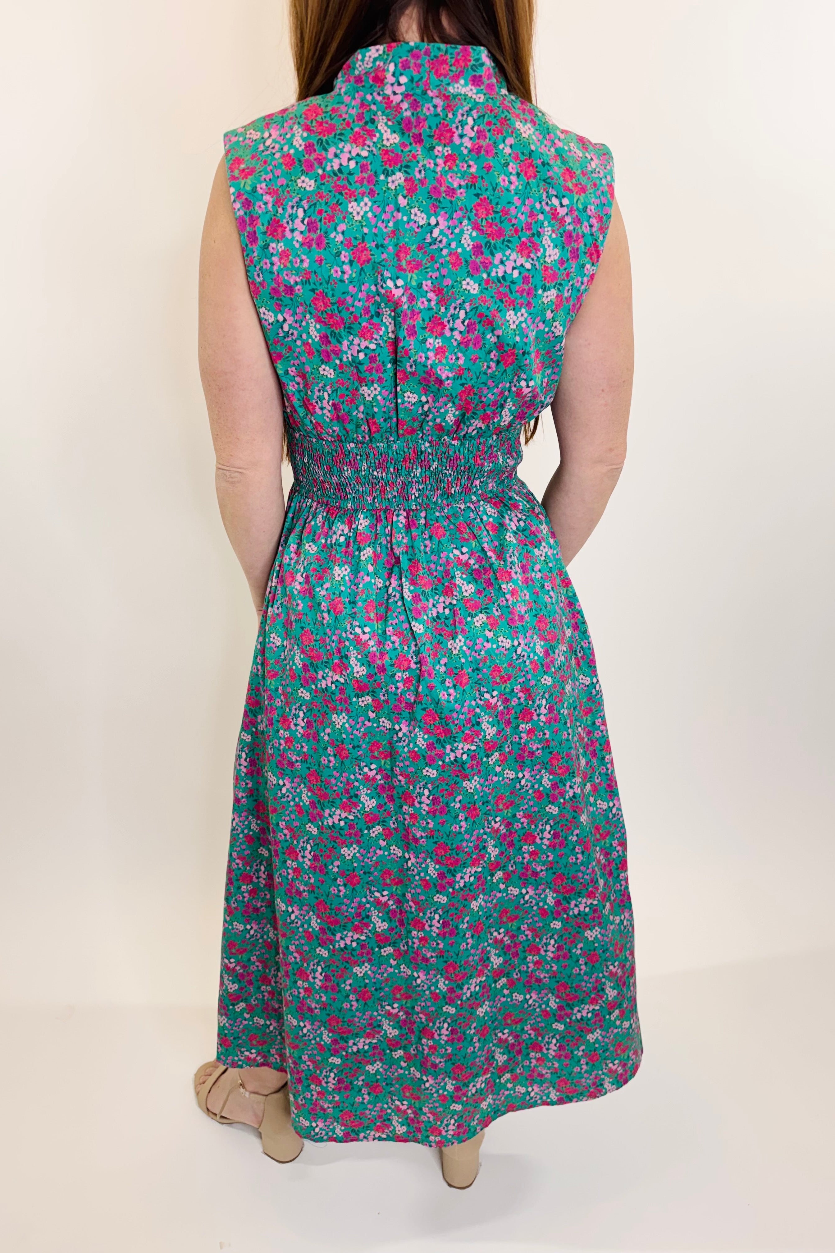 Garden Glide Zip-Front Midi Dress