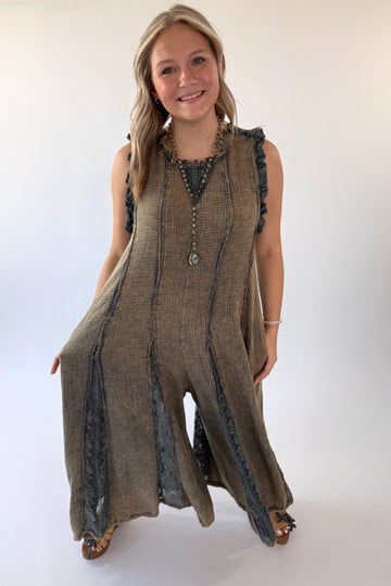 Washed Cotton Gauze Lace Jumper