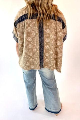 Crochet Patch + Lace Button Down Top