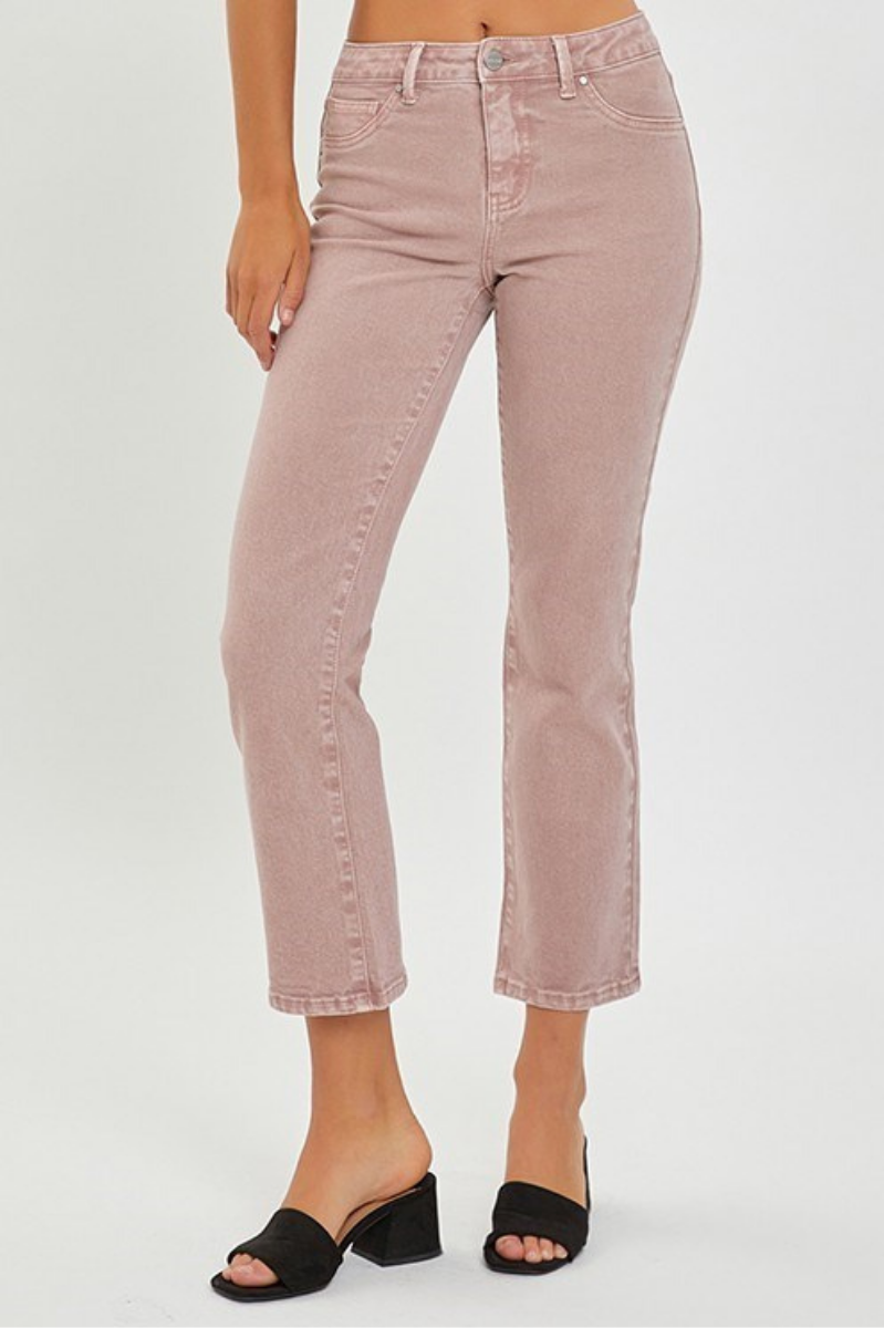 RISEN Mid-Rise Straight Crop Denim