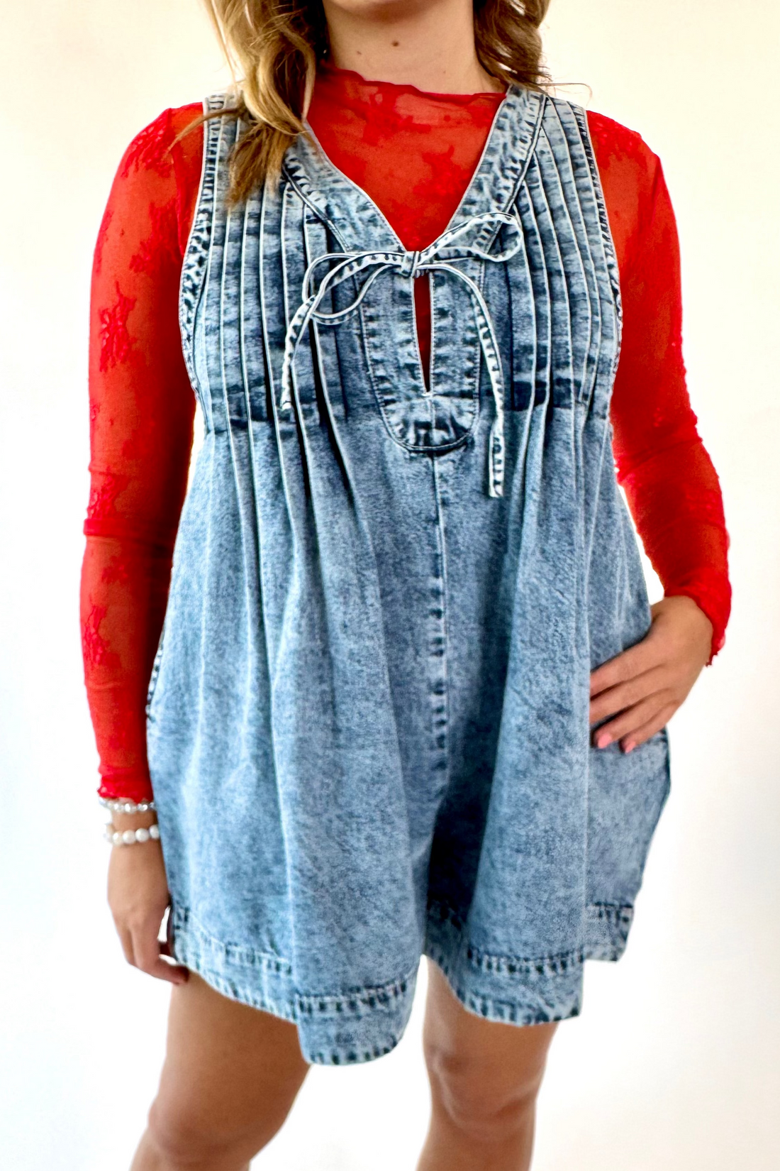 Denim Darling Pleated Romper