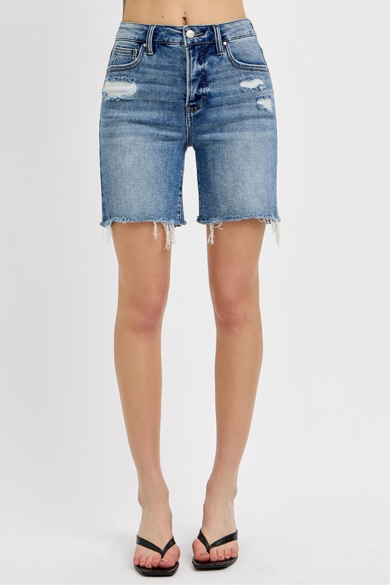 RISEN Tummy Control High Rise Loose Fit Mid Length Shorts