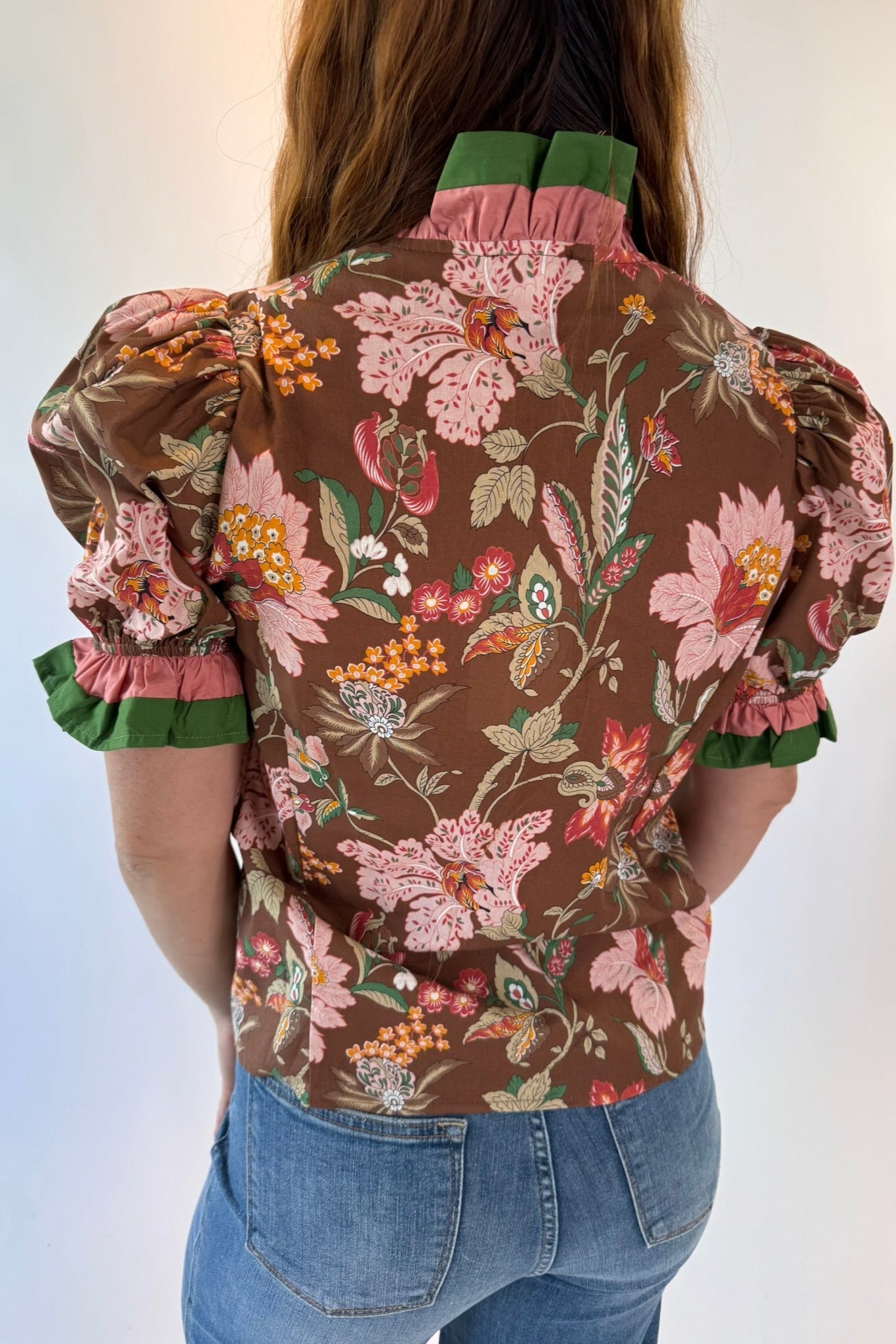Garden Party Ruffle Trim Puff Sleeve Blouse