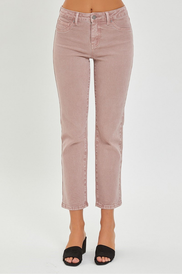 RISEN Mid-Rise Straight Crop Denim