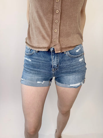 RISEN Mid Rise Cuffed Shorts
