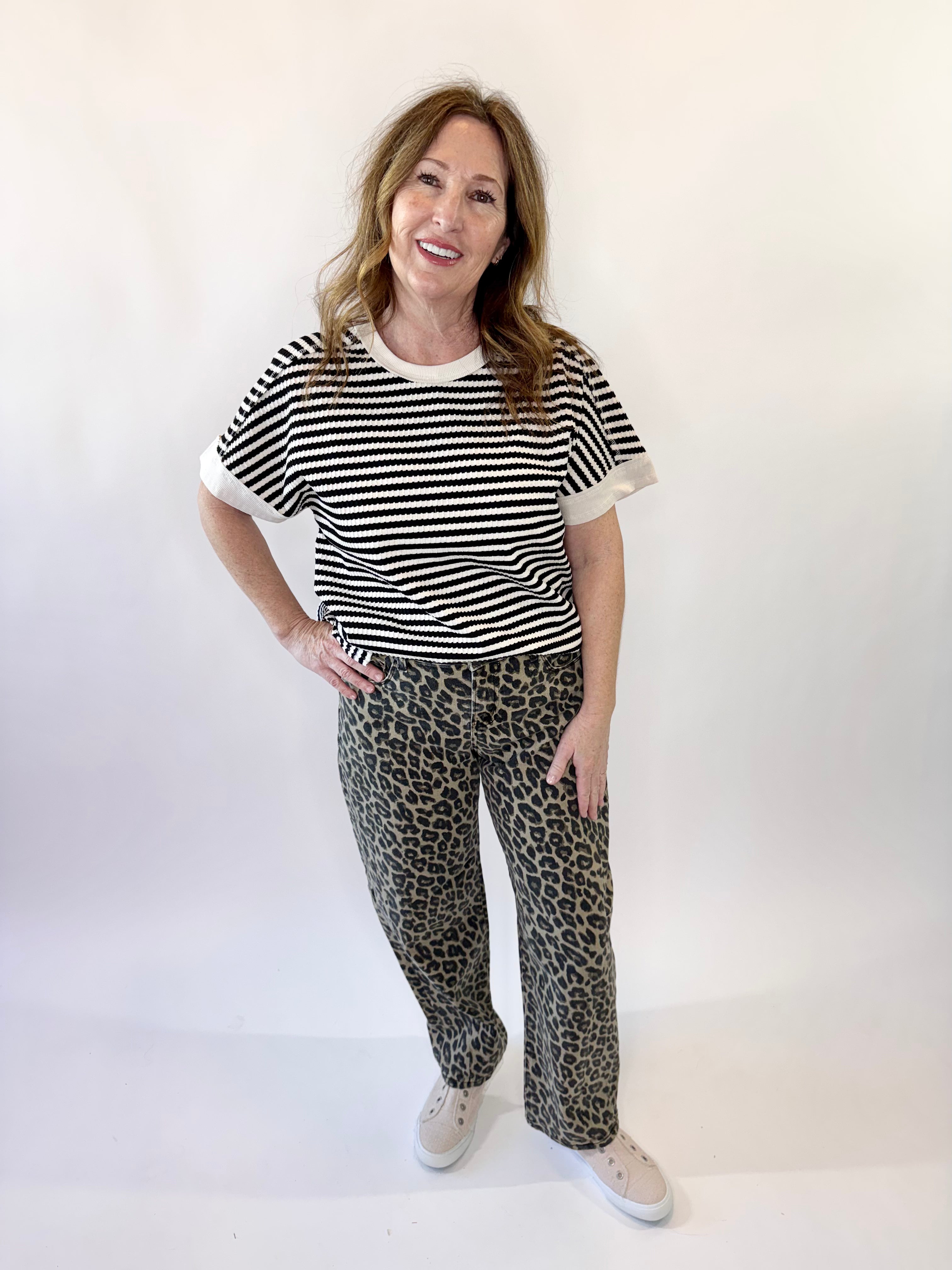 RISEN Slouchy Leopard Ankle Barrel Pants