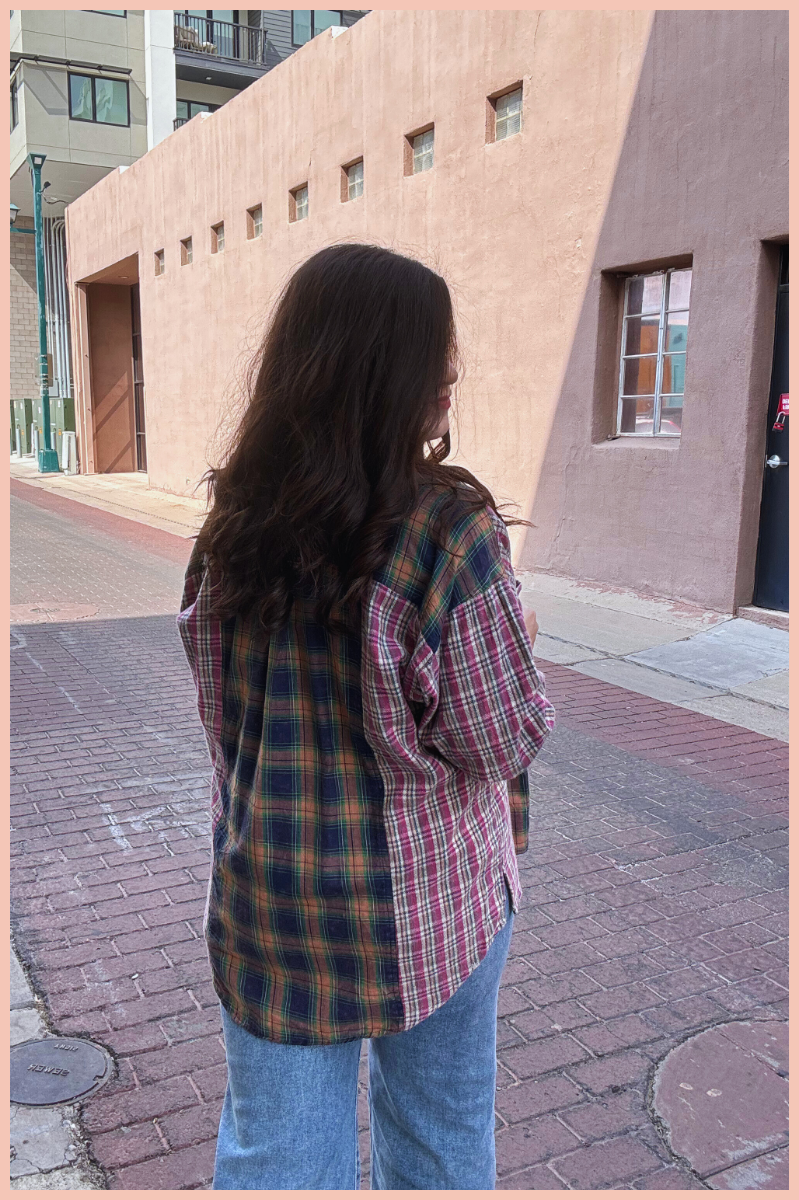 Mixed Plaid Button-Up Top | Final Sale