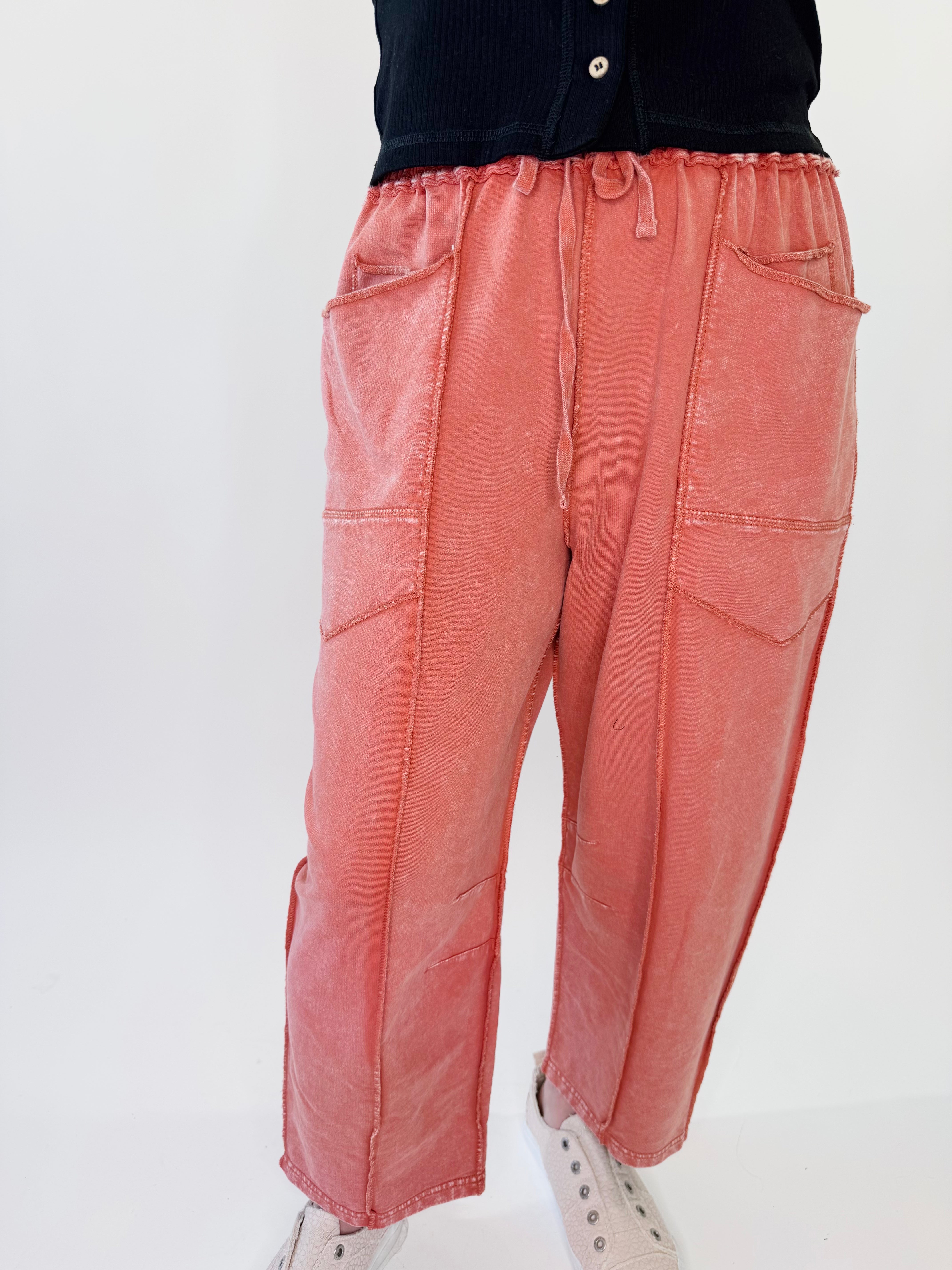 Mineral Washed Style Terry Knit Pants