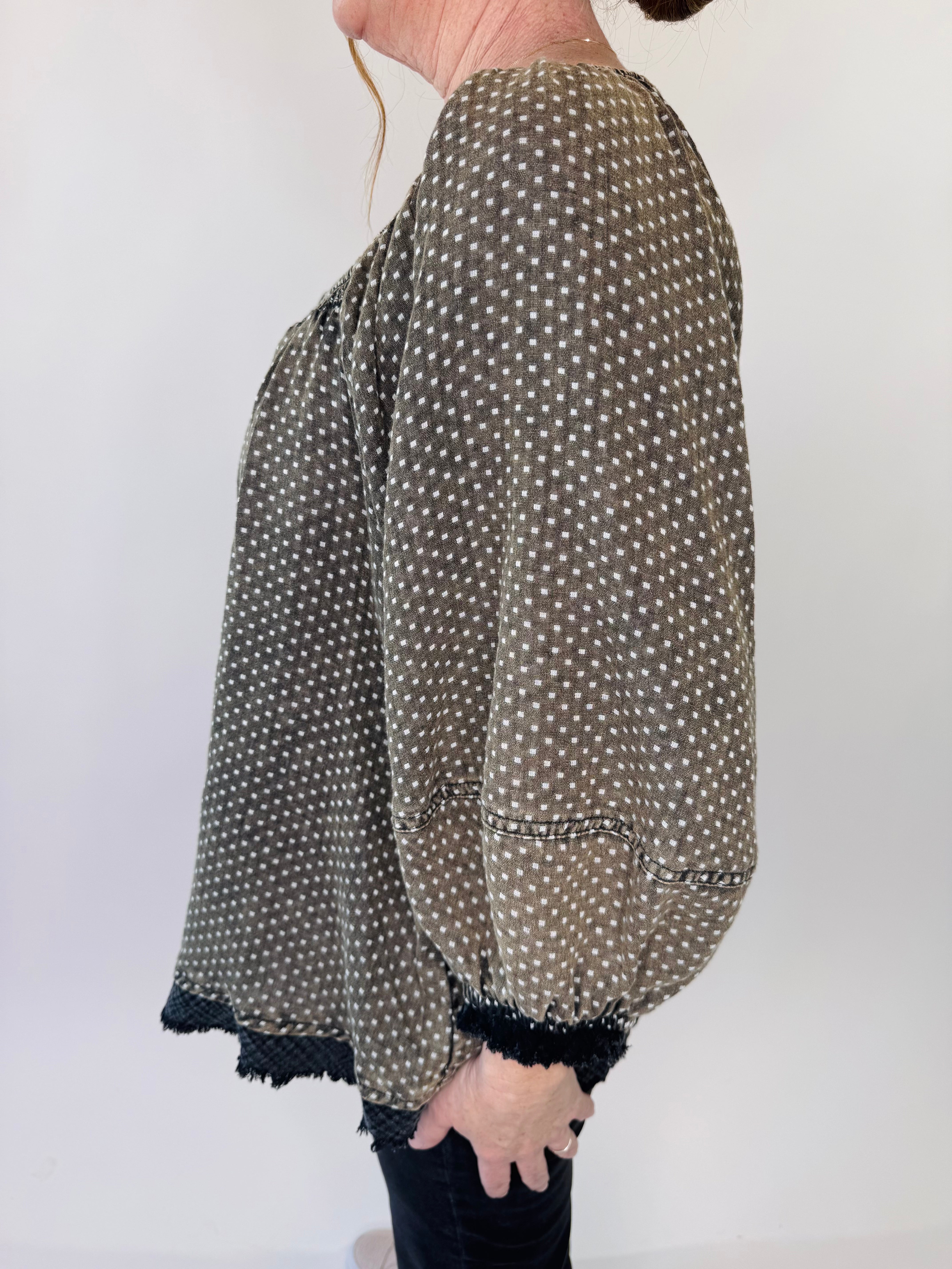 Dots Washed Cotton Gauze Top