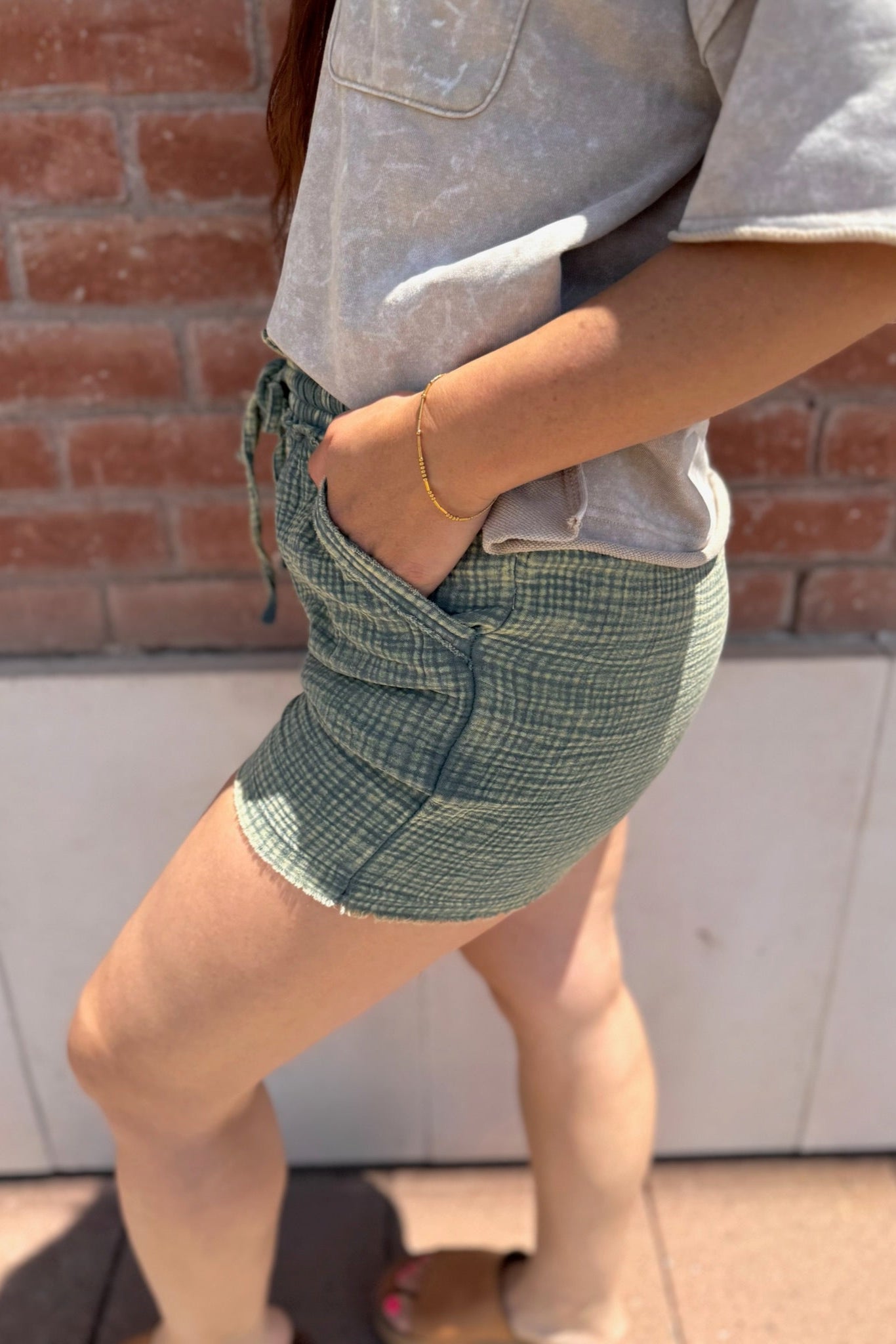 Washed Gauze Frayed Hem Shorts | Final Sale