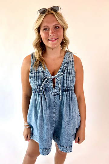 Denim Darling Pleated Romper