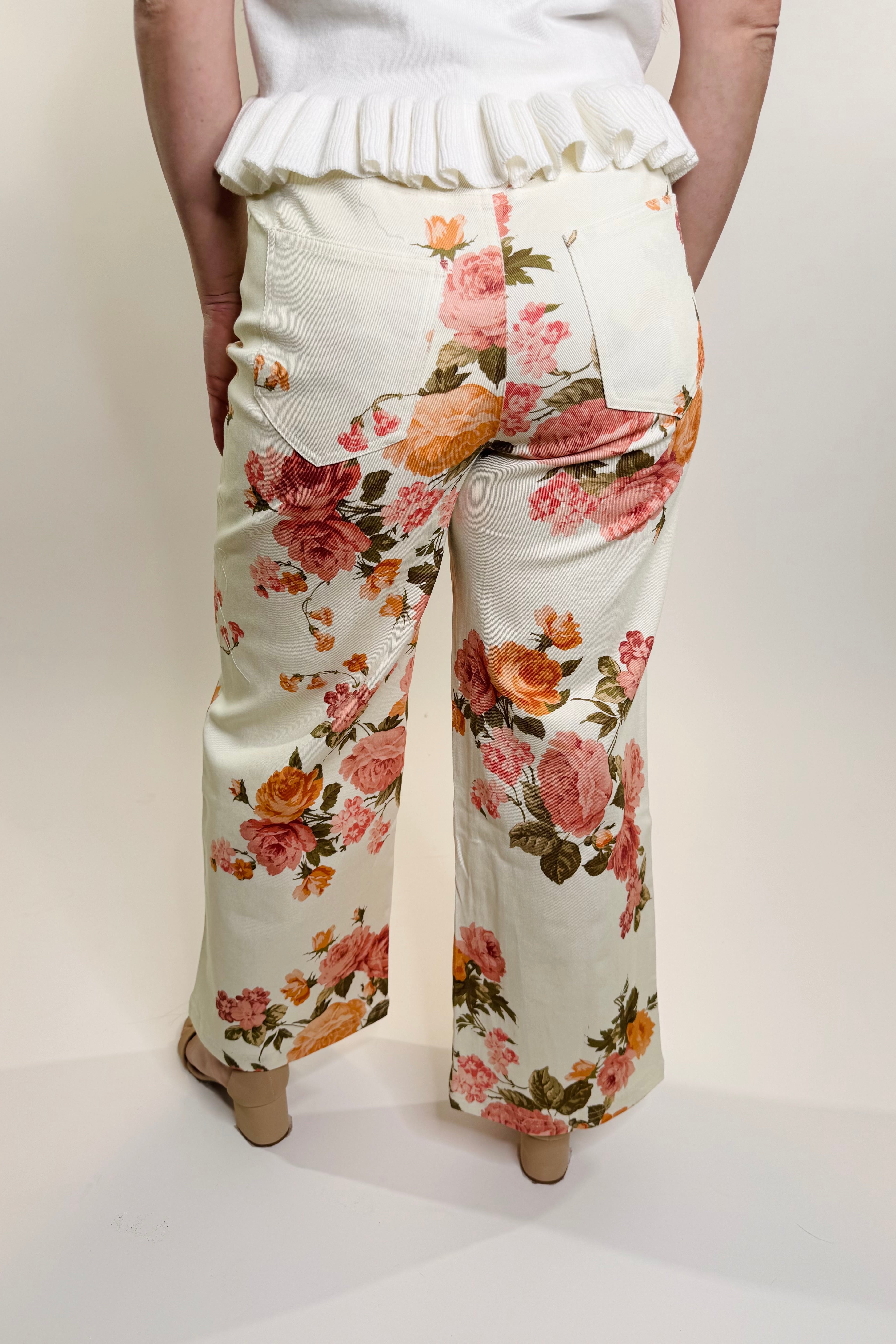 Ros¨¦ Garden Wide Leg Denim Pants