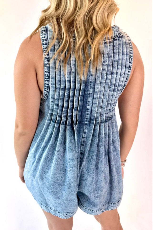Denim Darling Pleated Romper