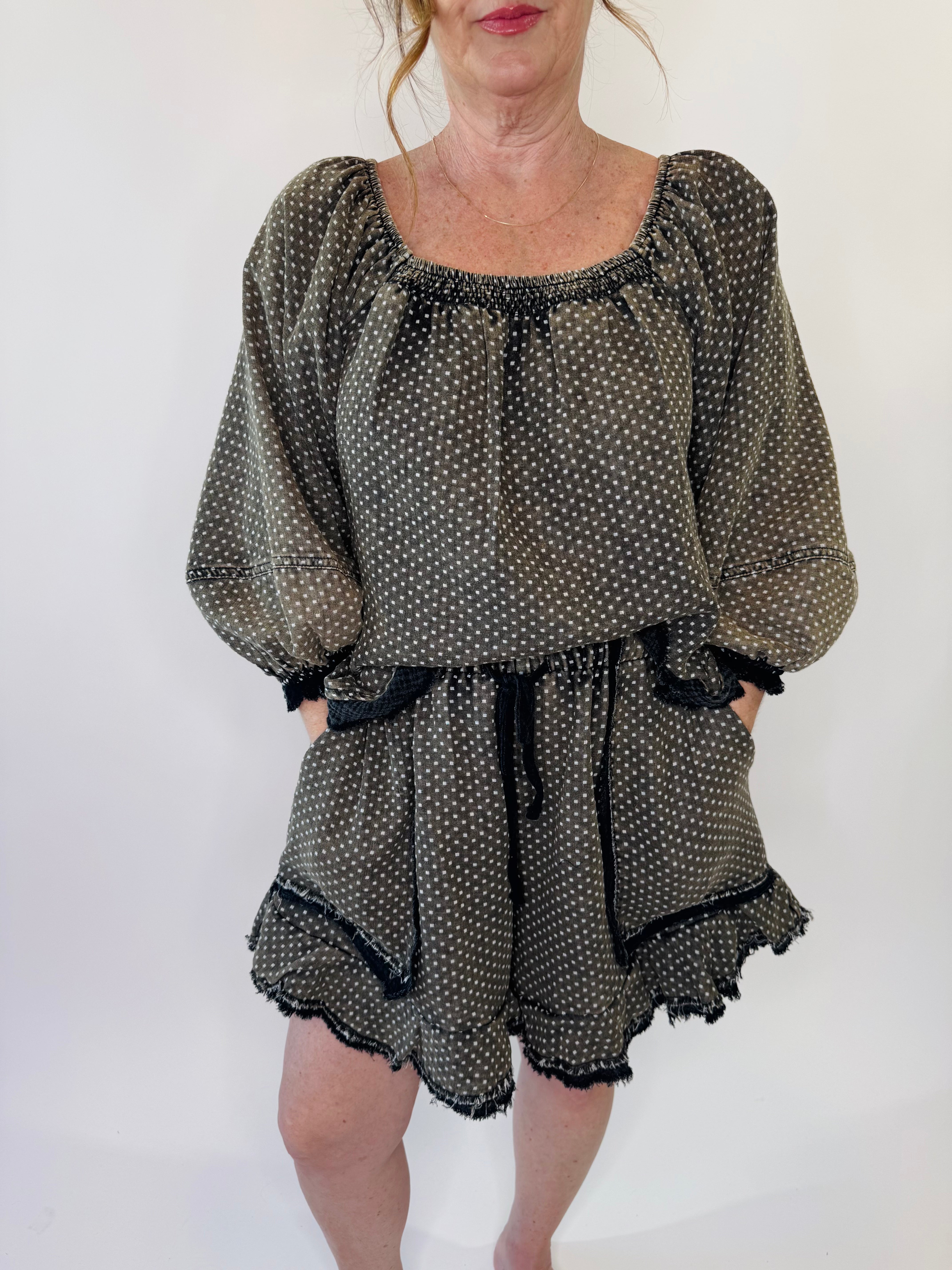 Dots Washed Cotton Gauze Top