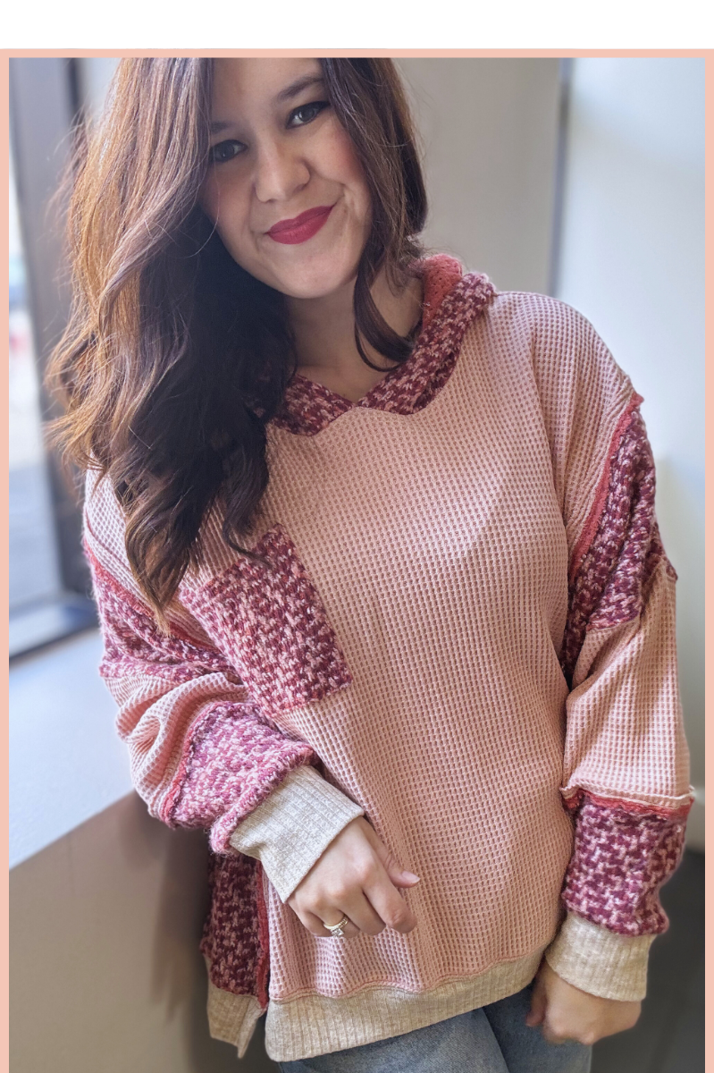 Long Sleeve Mixed Thermal Hoodie