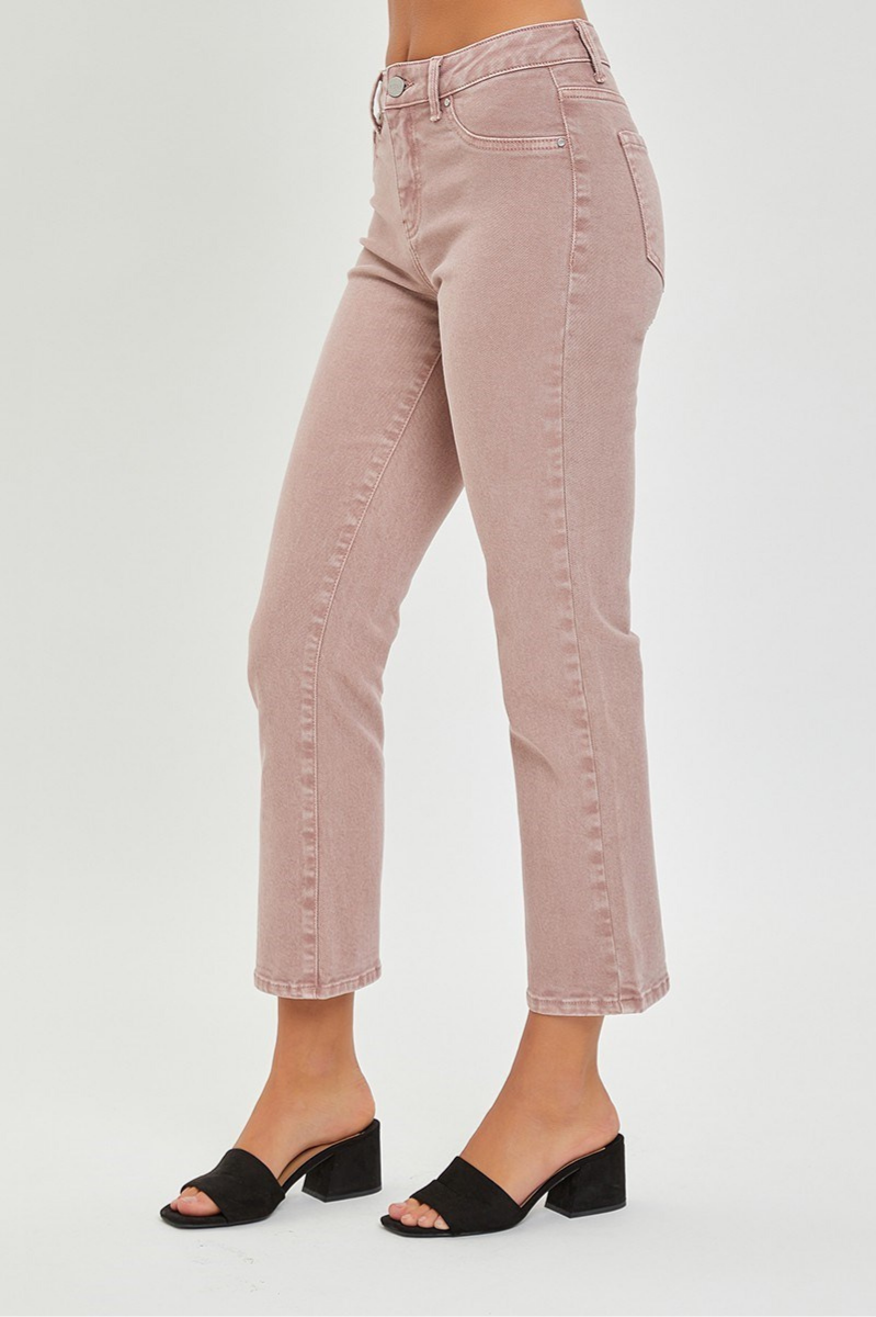 RISEN Mid-Rise Straight Crop Denim