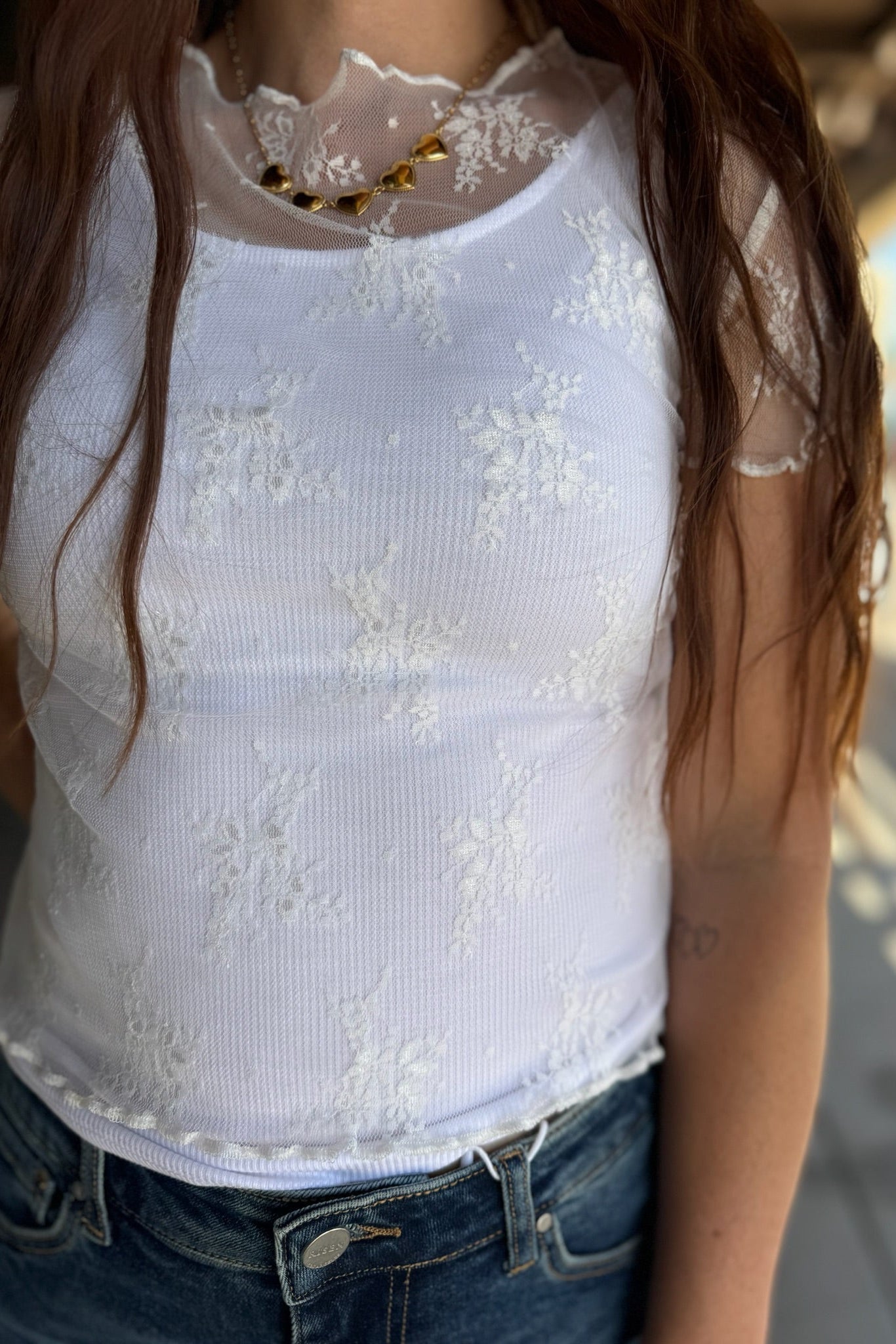 Short Sleeve Lace Top