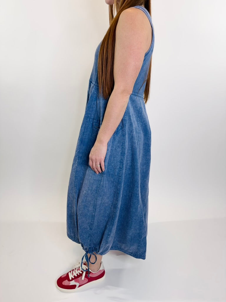 Mineral Washed Rib Knit Cargo Dress