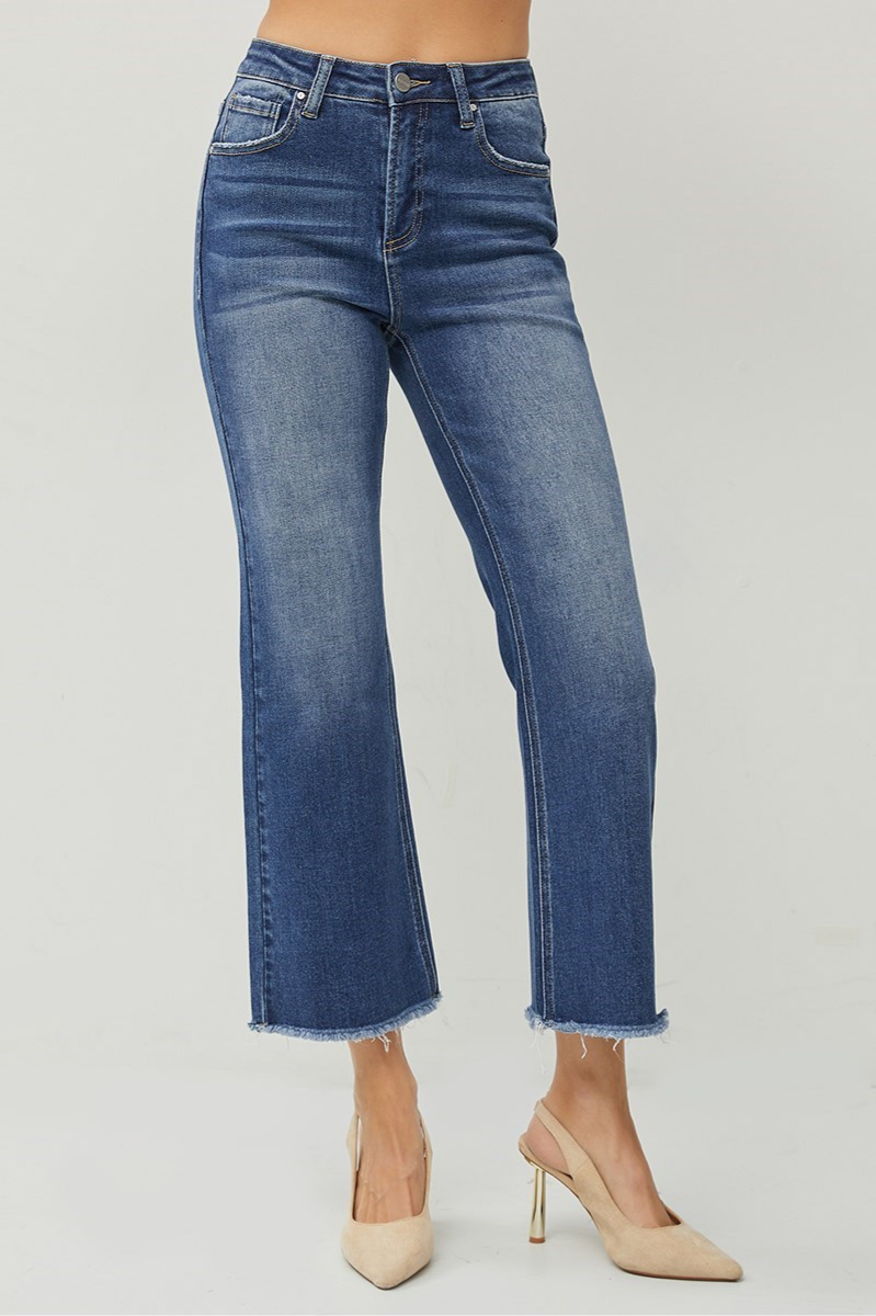 RISEN High Rise Crop Straight Jeans