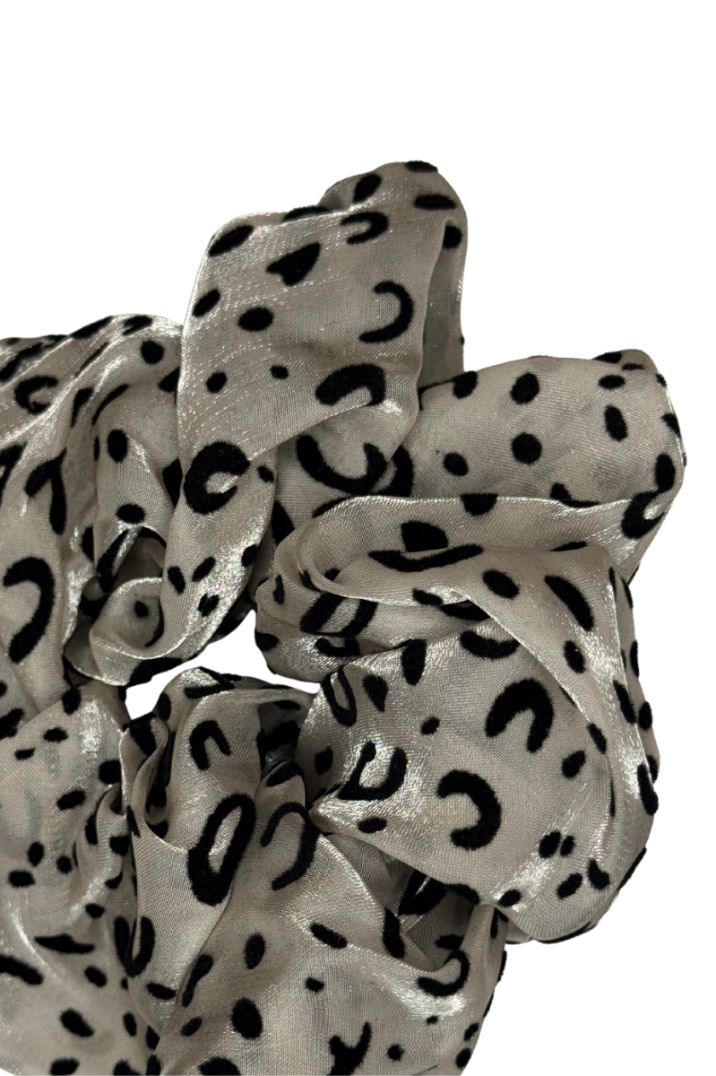 Satin and Velvet Leopard Print Scrunchie