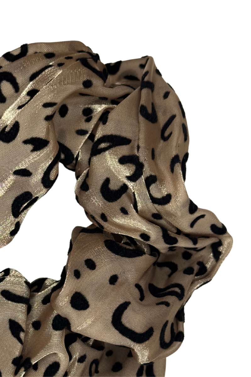 Satin and Velvet Leopard Print Scrunchie