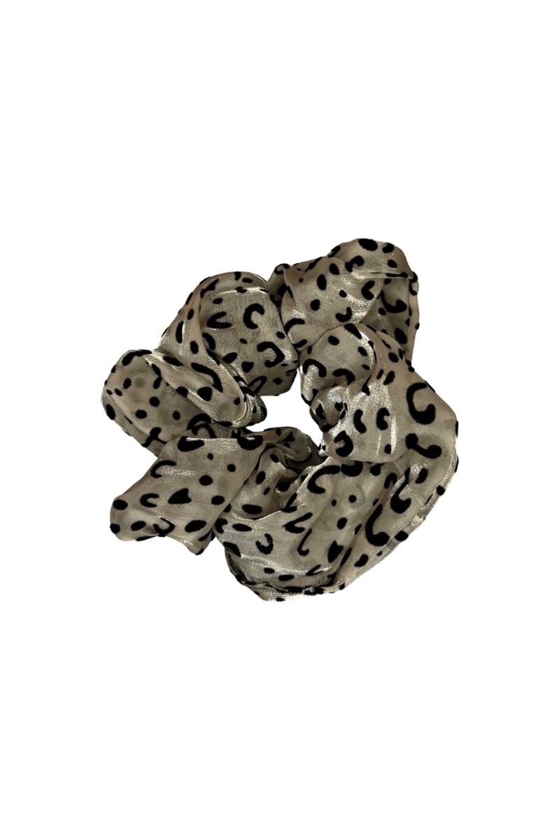 Satin and Velvet Leopard Print Scrunchie