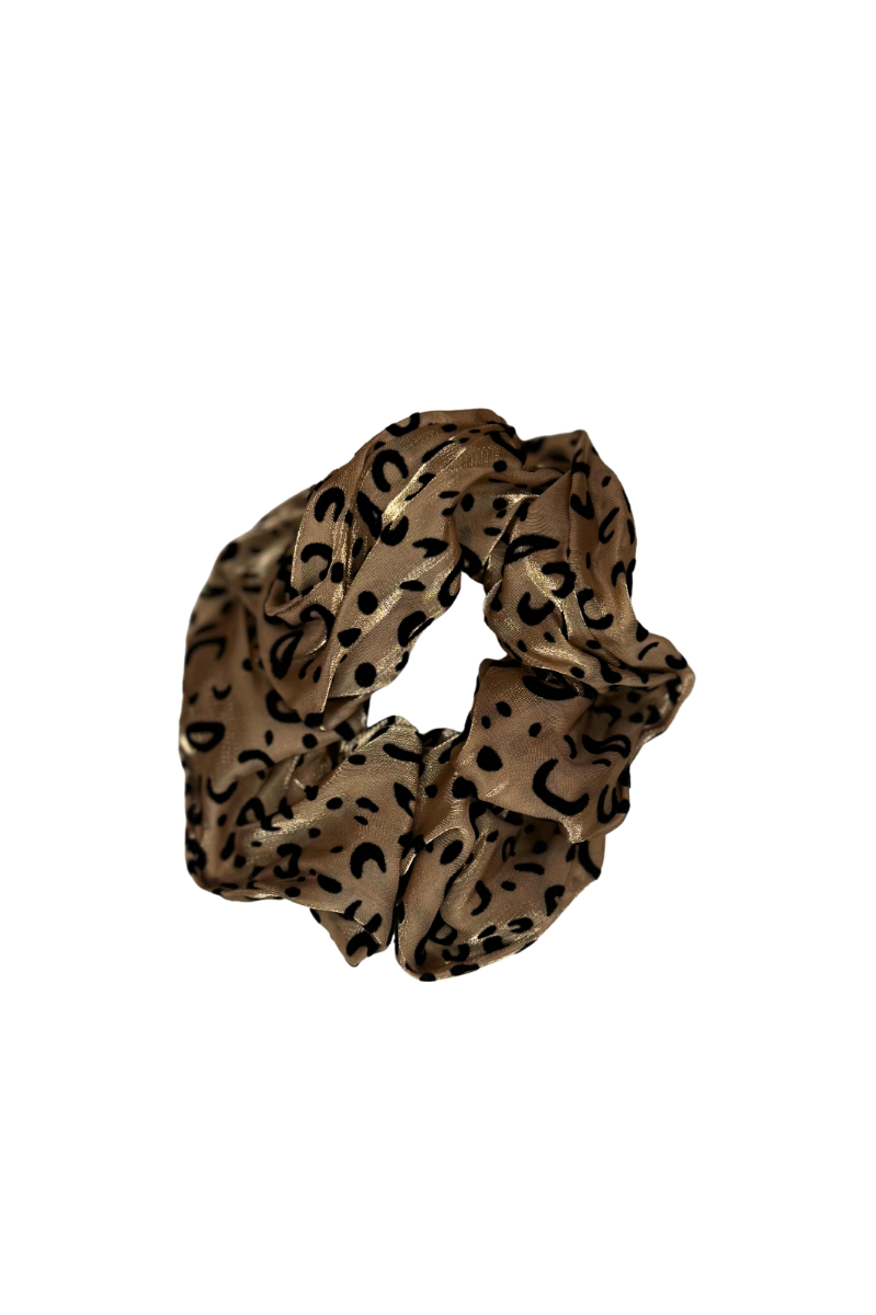 Satin and Velvet Leopard Print Scrunchie