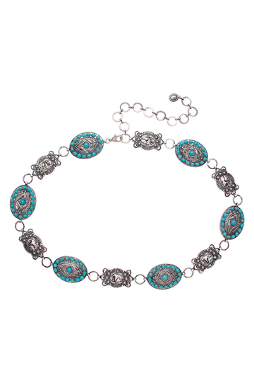 Horse Chain Belt + Turquoise Stone