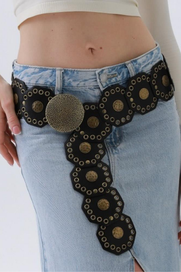 Black Modern Cowgirl Geometric Western Belt