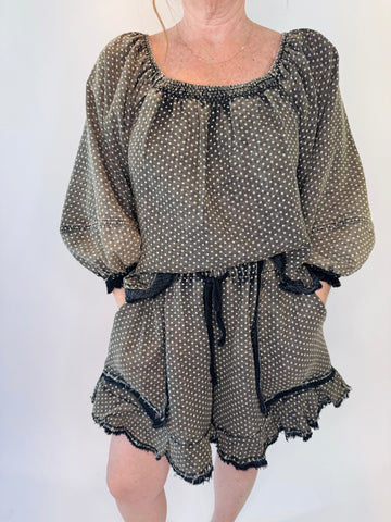 Dots Washed Cotton Gauze Shorts