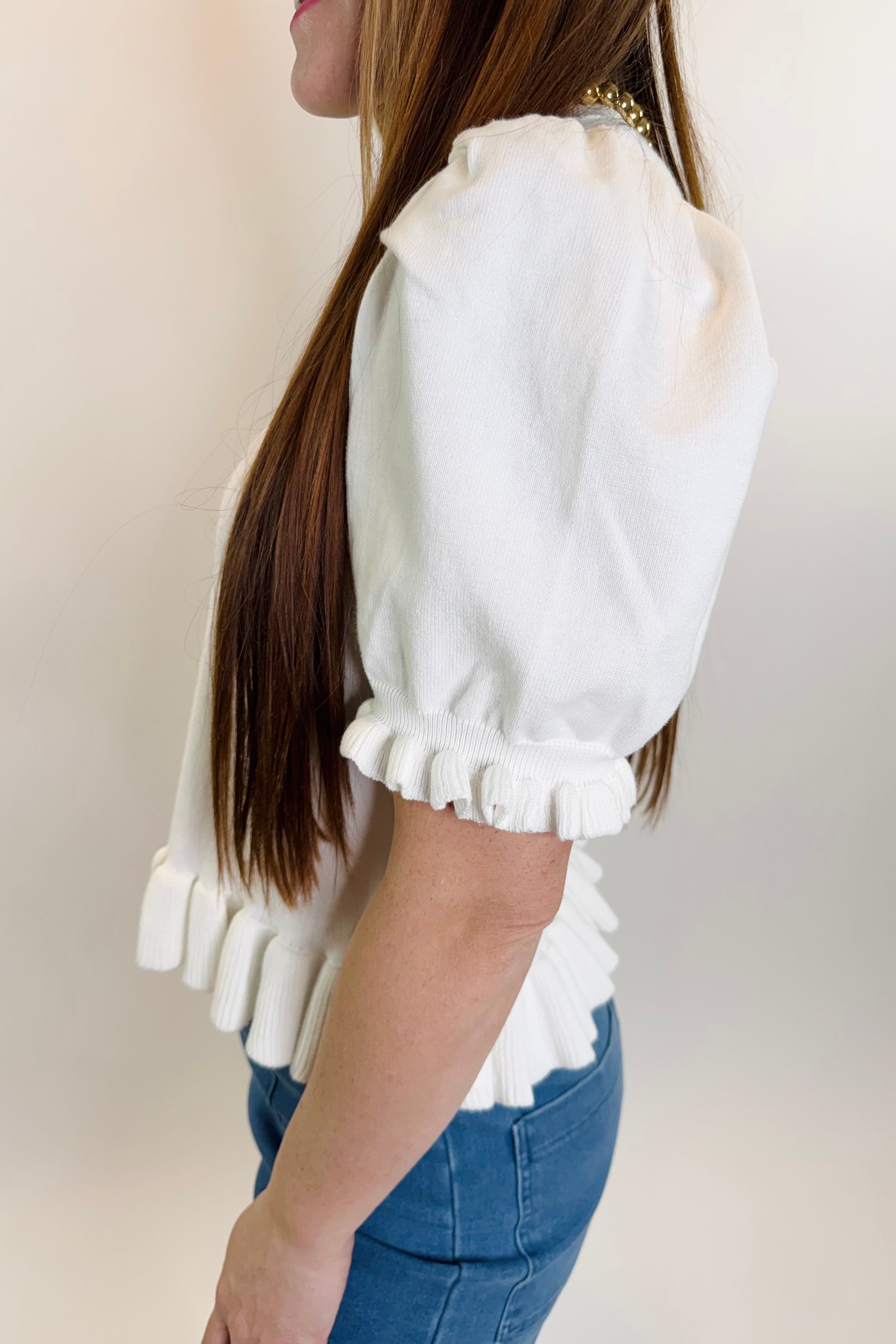 Petal Ruffle Knit Sweater
