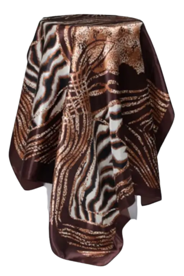 Satin Square Animal Print Scarf