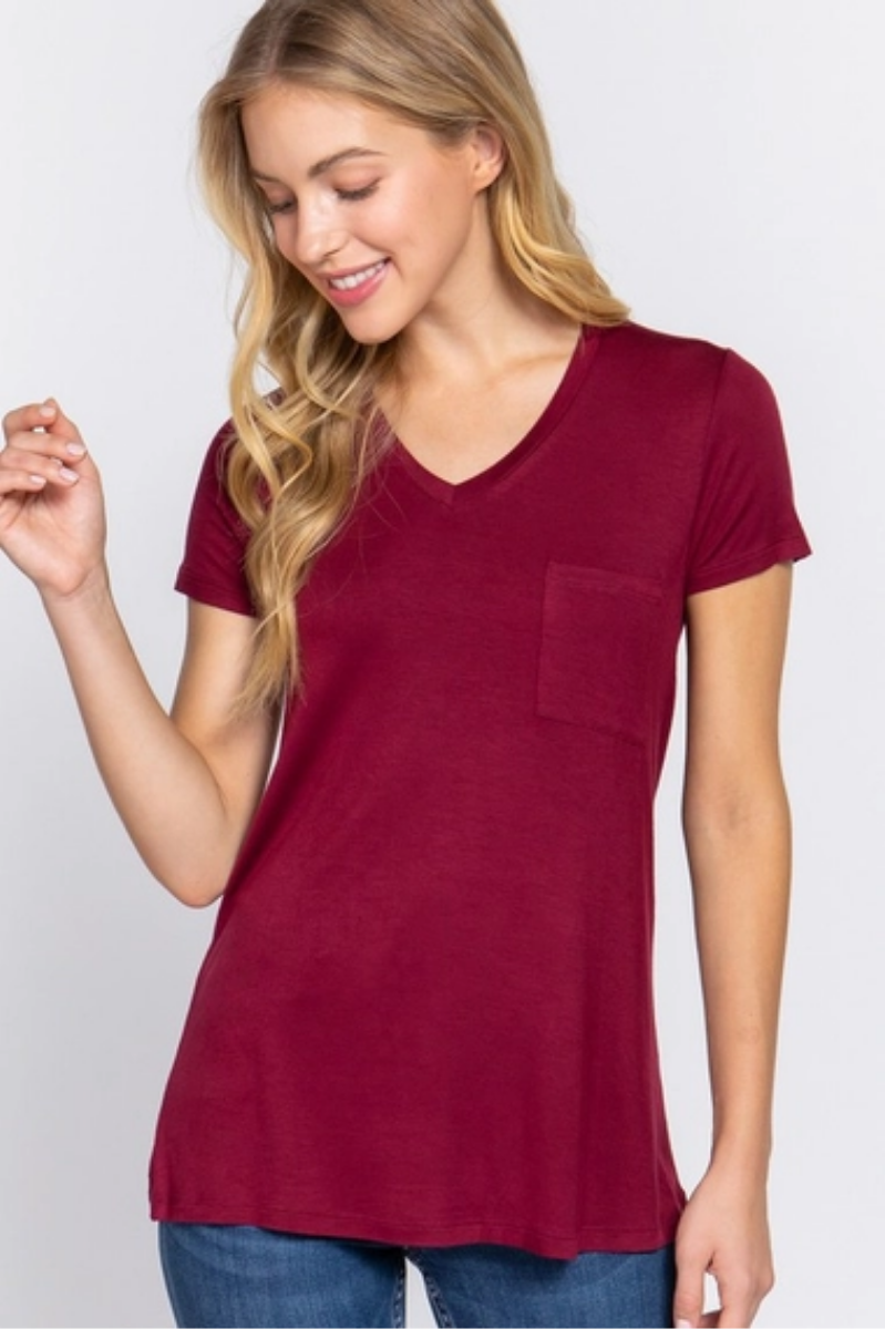 Short Sleeve V-Neck Pocket Tee | Final Sale