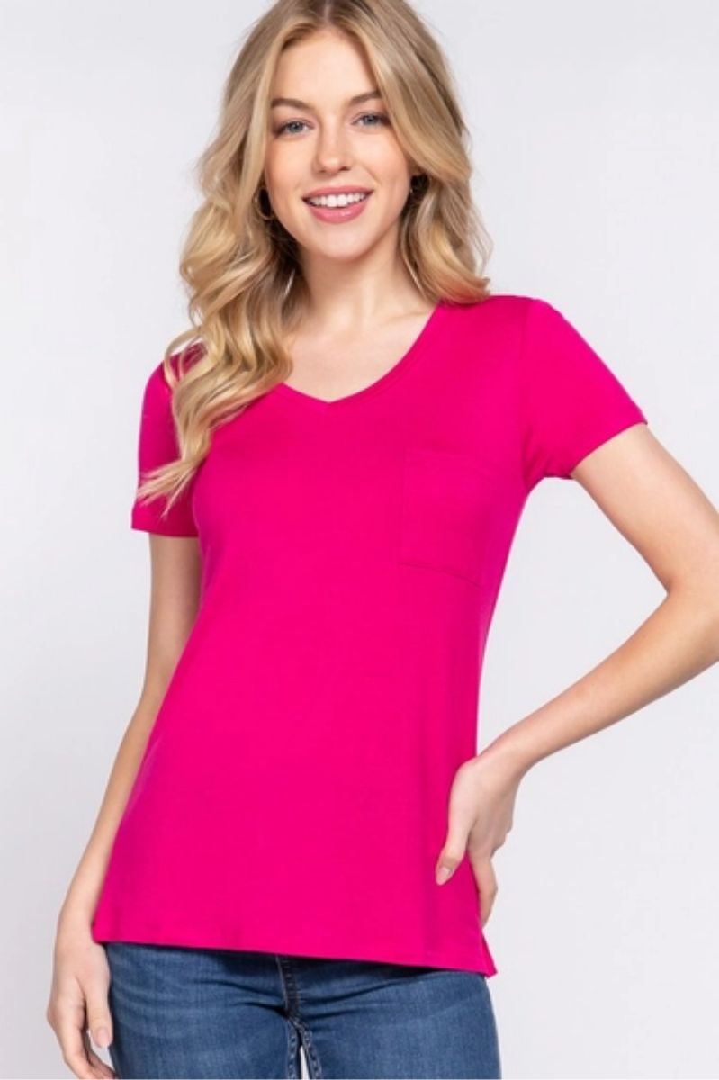 Short Sleeve V-Neck Pocket Tee | Final Sale