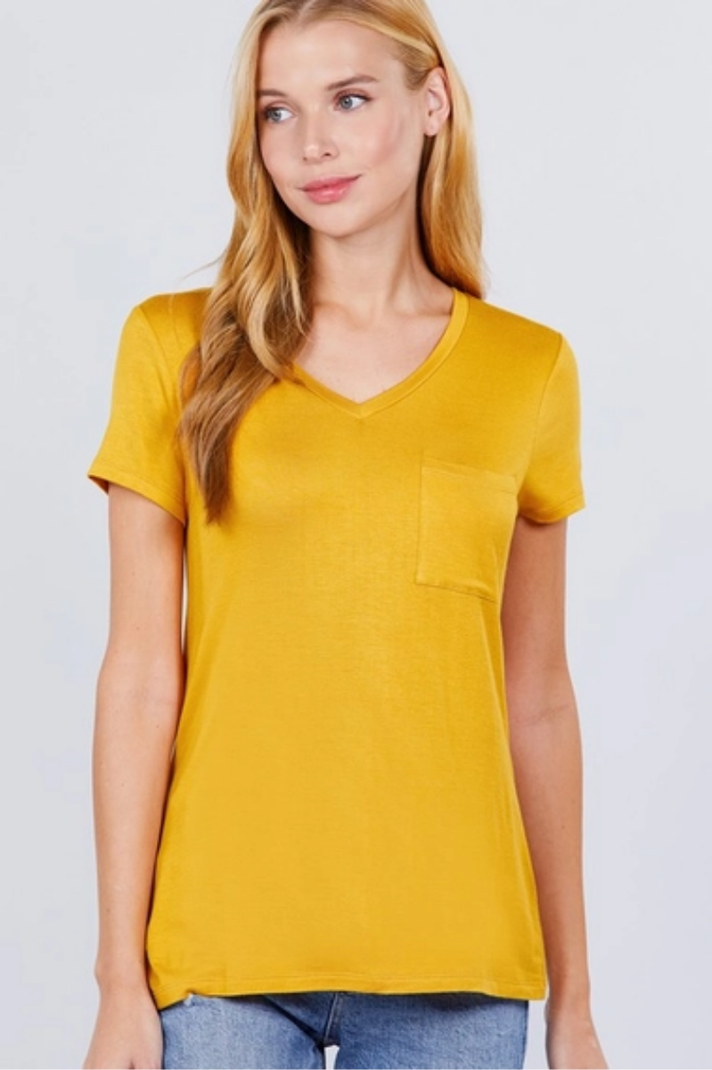 Short Sleeve V-Neck Pocket Tee | Final Sale