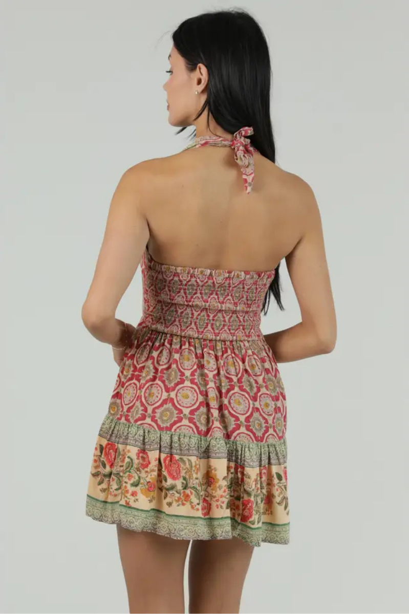 Garnet Printed Halter Dress